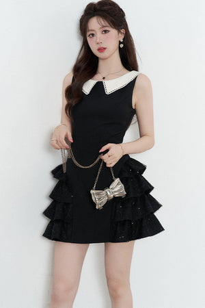 Black Sleeveless Tiered Ruffle Dress
