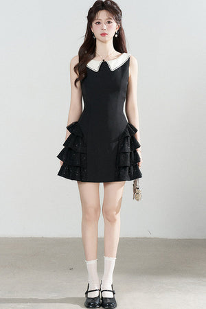 Black Sleeveless Tiered Ruffle Dress