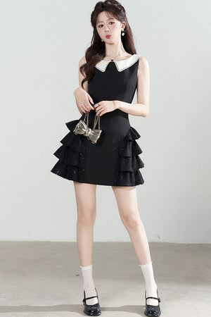 Black Sleeveless Tiered Ruffle Dress