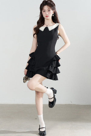 Black Sleeveless Tiered Ruffle Dress