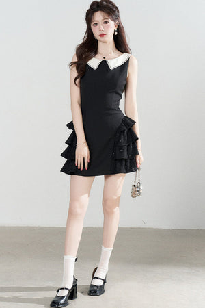 Black Sleeveless Tiered Ruffle Dress