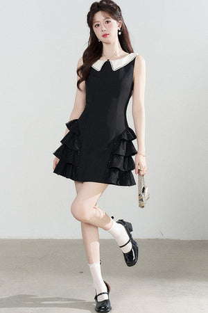 Black Sleeveless Tiered Ruffle Dress
