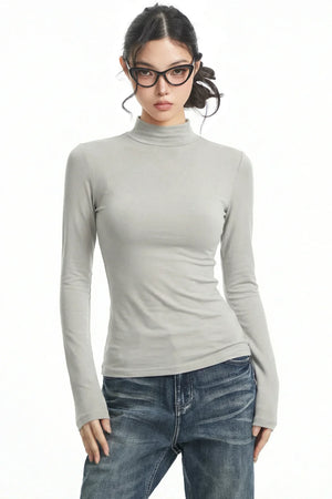 Black Slimming High Collar Top