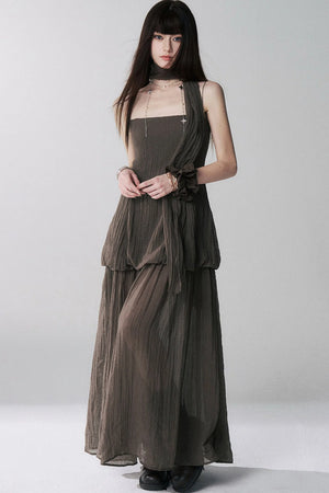 Black Spaghetti Strap Backless Maxi Dress