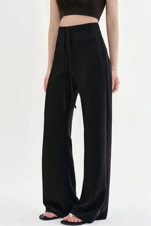 Black Straight-Leg Flared Pants
