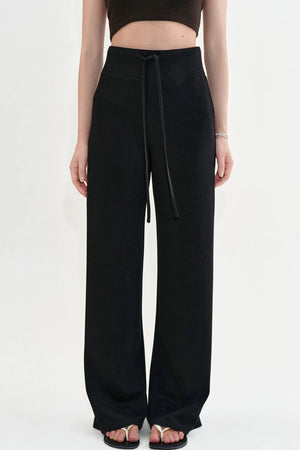 Black Straight-Leg Flared Pants