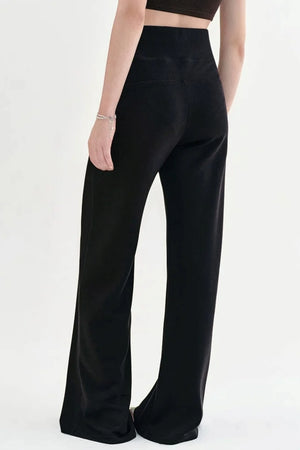 Black Straight-Leg Flared Pants