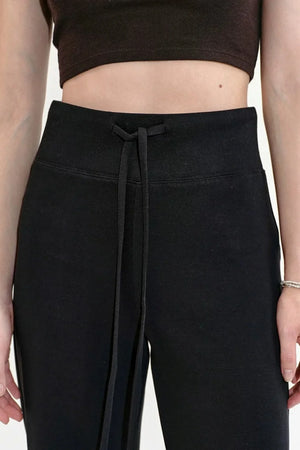 Black Straight-Leg Flared Pants