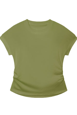 Black Stretchy Lyocell Round Neck T-Shirt