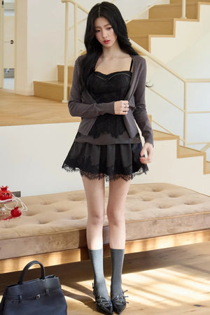 Black Swan Knitted Cardigan Set-Up