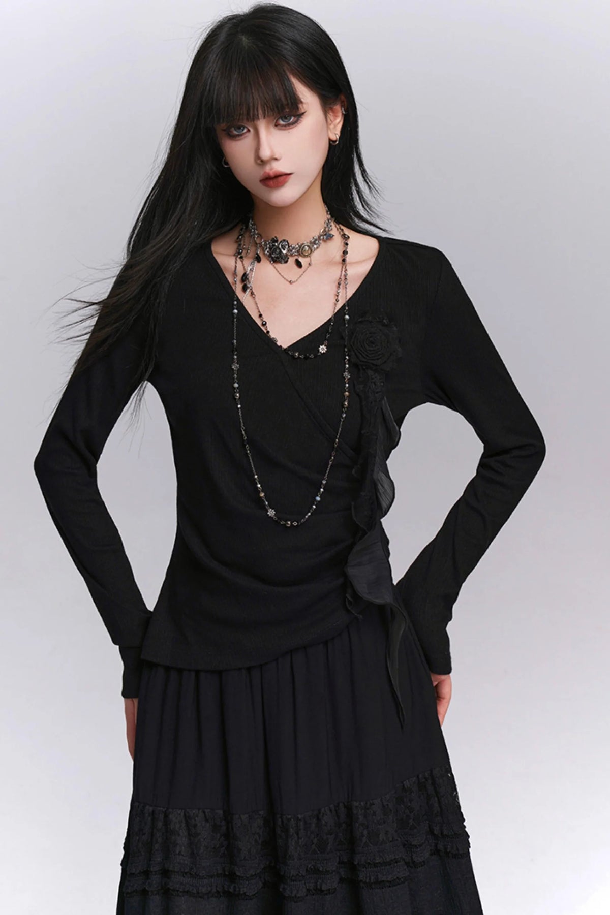 Black V-Neck Top