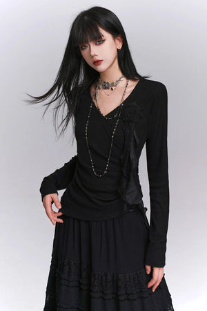 Black V-Neck Top