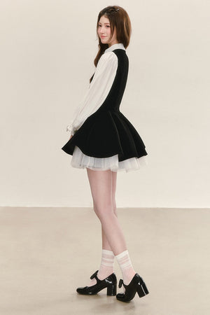 Black Velvet Dress with Shirt Set-Up