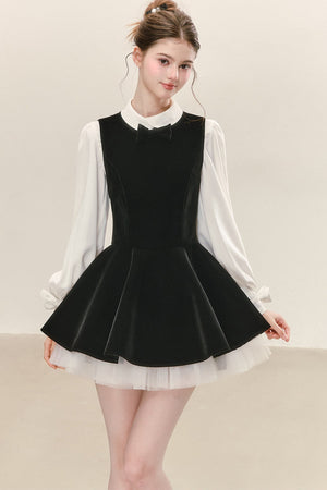 Black Velvet Dress with Shirt Set-Up