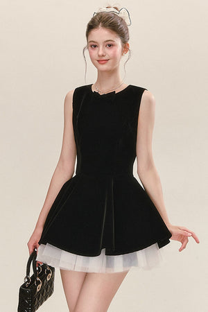 Black Velvet Dress with Shirt Set-Up