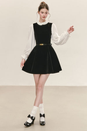 Black Velvet Sleeveless Tank Dress