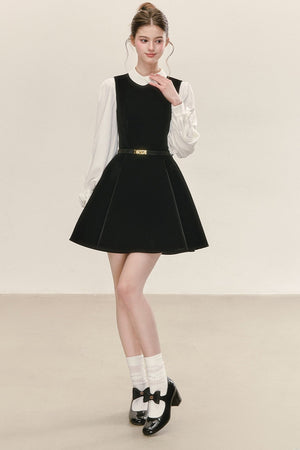 Black Velvet Sleeveless Tank Dress