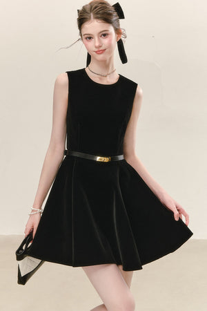 Black Velvet Sleeveless Tank Dress