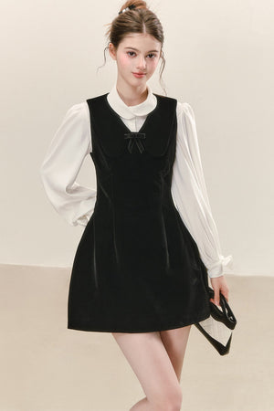 Black Waist-Cinching Sleeveless Dress