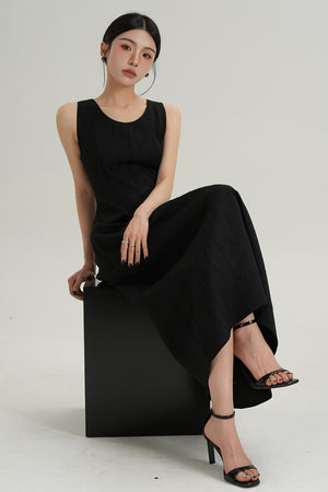 Black Waist-Defined Summer Dress