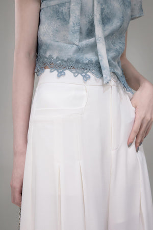 Blue Bow Waist Skirt Set-Up
