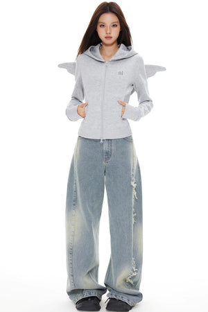 Blue Distressed Denim Pants