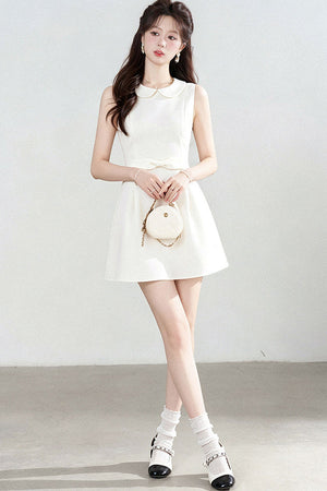 Blue Doll Collar Sleeveless Vest Dress