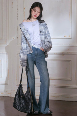 Blue Flared Pants