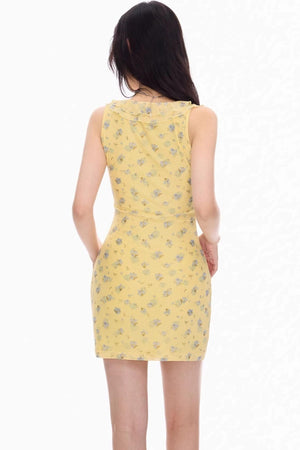 Blue Floral V-Neck Dress