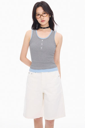 Blue Gray Layered Tank Top