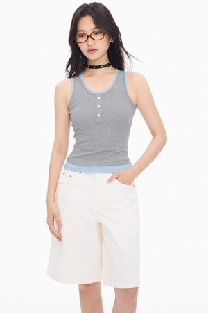 Blue Gray Layered Tank Top