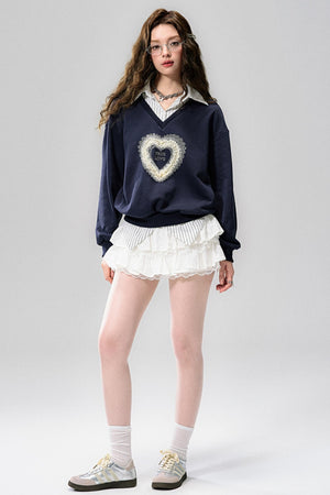 Blue Holiday V-Neck Layered Sweatshirt