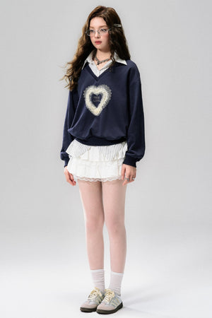 Blue Holiday V-Neck Layered Sweatshirt