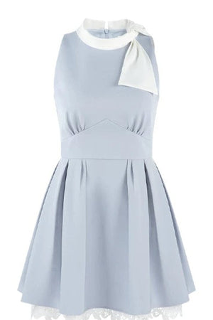 Blue Lace Halter Dress