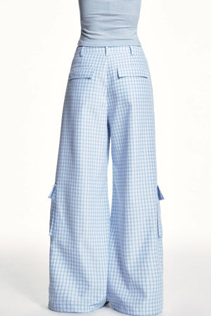Blue Plaid Cargo Pants