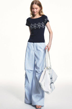 Blue Plaid Cargo Pants
