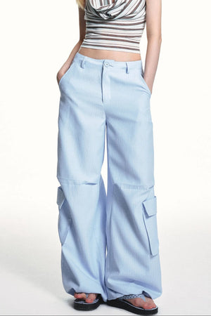 Blue Plaid Cargo Pants