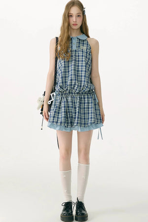 Blue Plaid Doll Collar Dress
