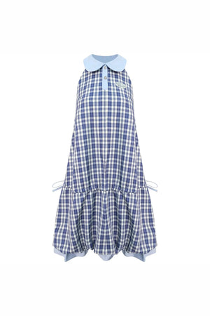 Blue Plaid Doll Collar Dress