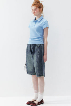 Blue Polo Collar T-Shirt