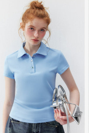 Blue Polo Collar T-Shirt