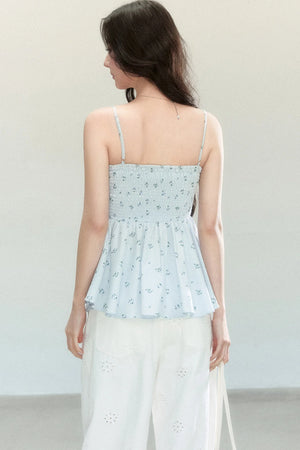 Blue Printed Bow Camisole