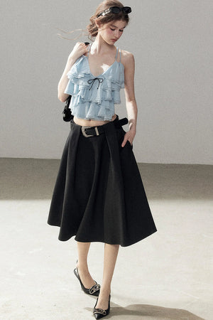 Blue Ruffle Top and Skirt Set-Up