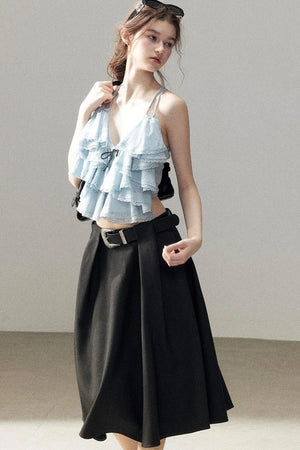 Blue Ruffle Top and Skirt Set-Up
