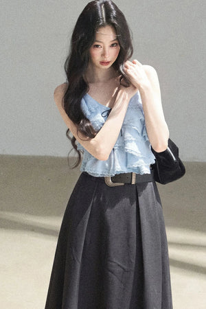 Blue Ruffle Top and Skirt Set-Up