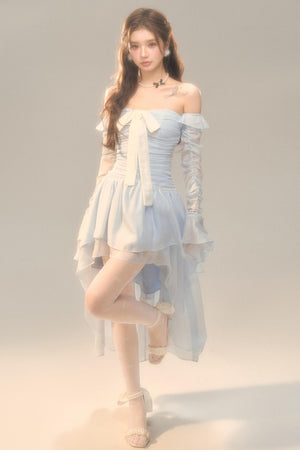 Blue Slim Bow Dress