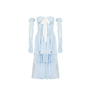 Blue Slim Bow Dress