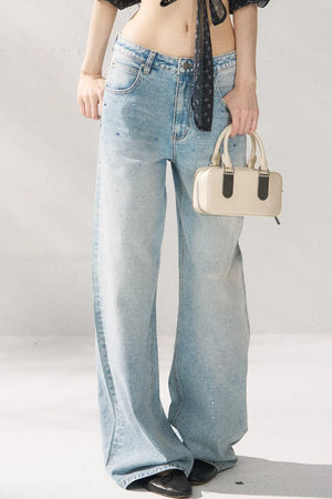 Blue Straight-Leg Denim Pants