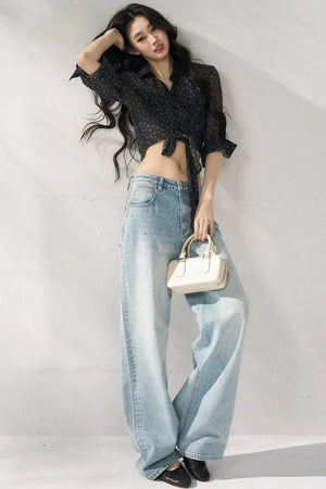Blue Straight-Leg Denim Pants