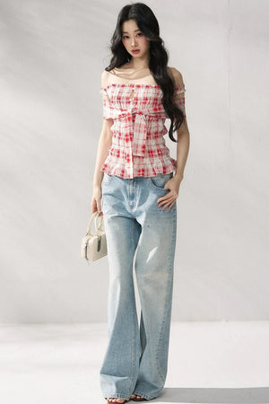 Blue Straight-Leg Denim Pants